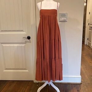Rust Tiered Maxi Dress with Spaghetti Straps